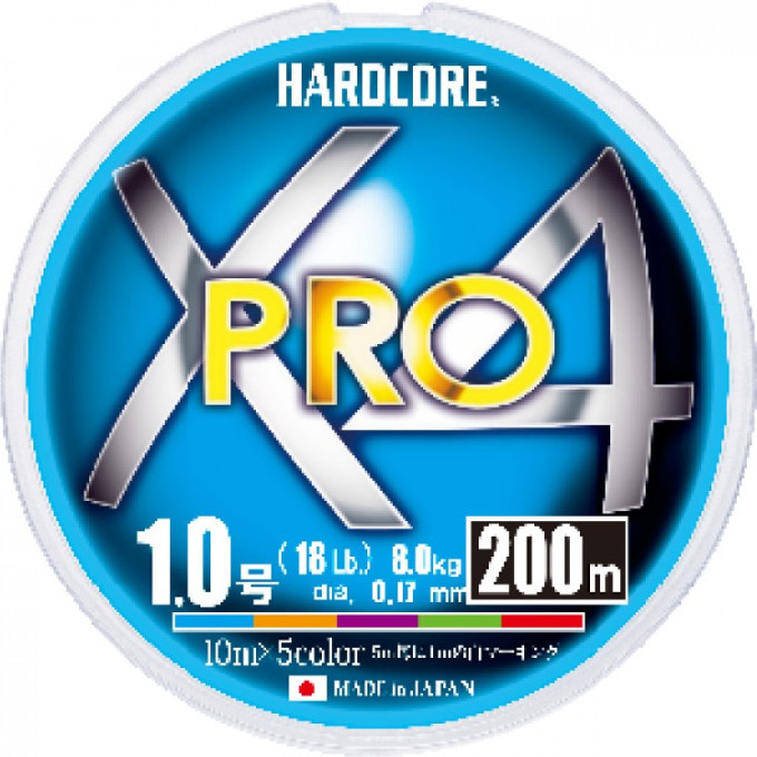 Плетеный шнур YO-ZURI DUEL PE HARDCORE X4 PRO 300m #1.5 5COLOR H3930